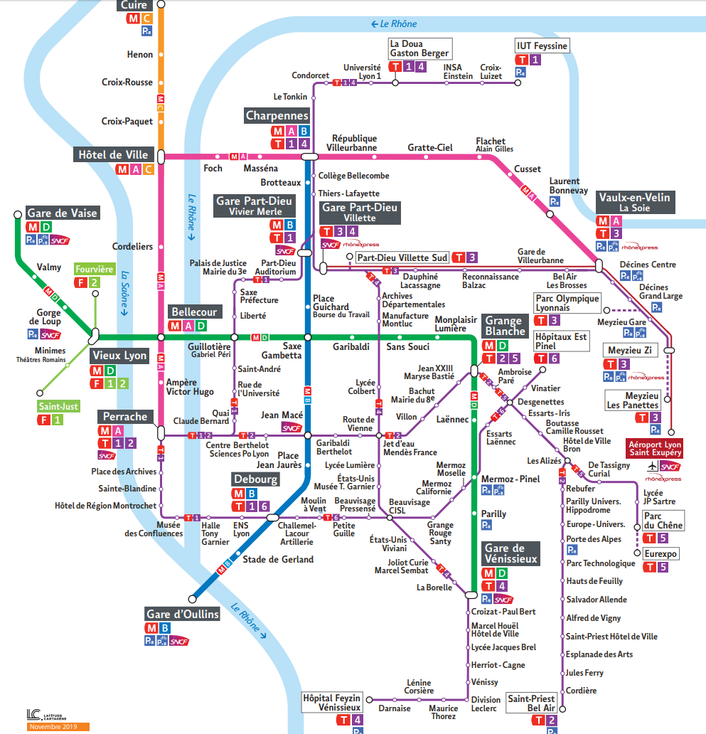 Ligne métro A (TCL) : horaires, plan et itinéraire